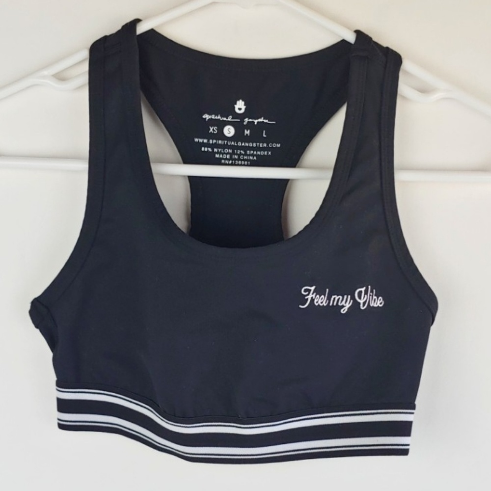 Spiritual Gangster Embroidered Feel My Vibe Bra